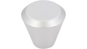 Knopf Siegen Kunststoff weißaluminium - 28 mm lang  vor weißem Hintergrund