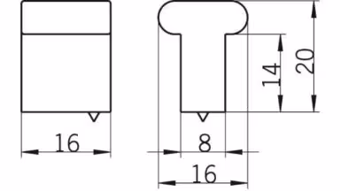 Knopf Soltau Druckguss alufarbig pulverbeschichtet - 16 mm lang  vor weißem Hintergrund