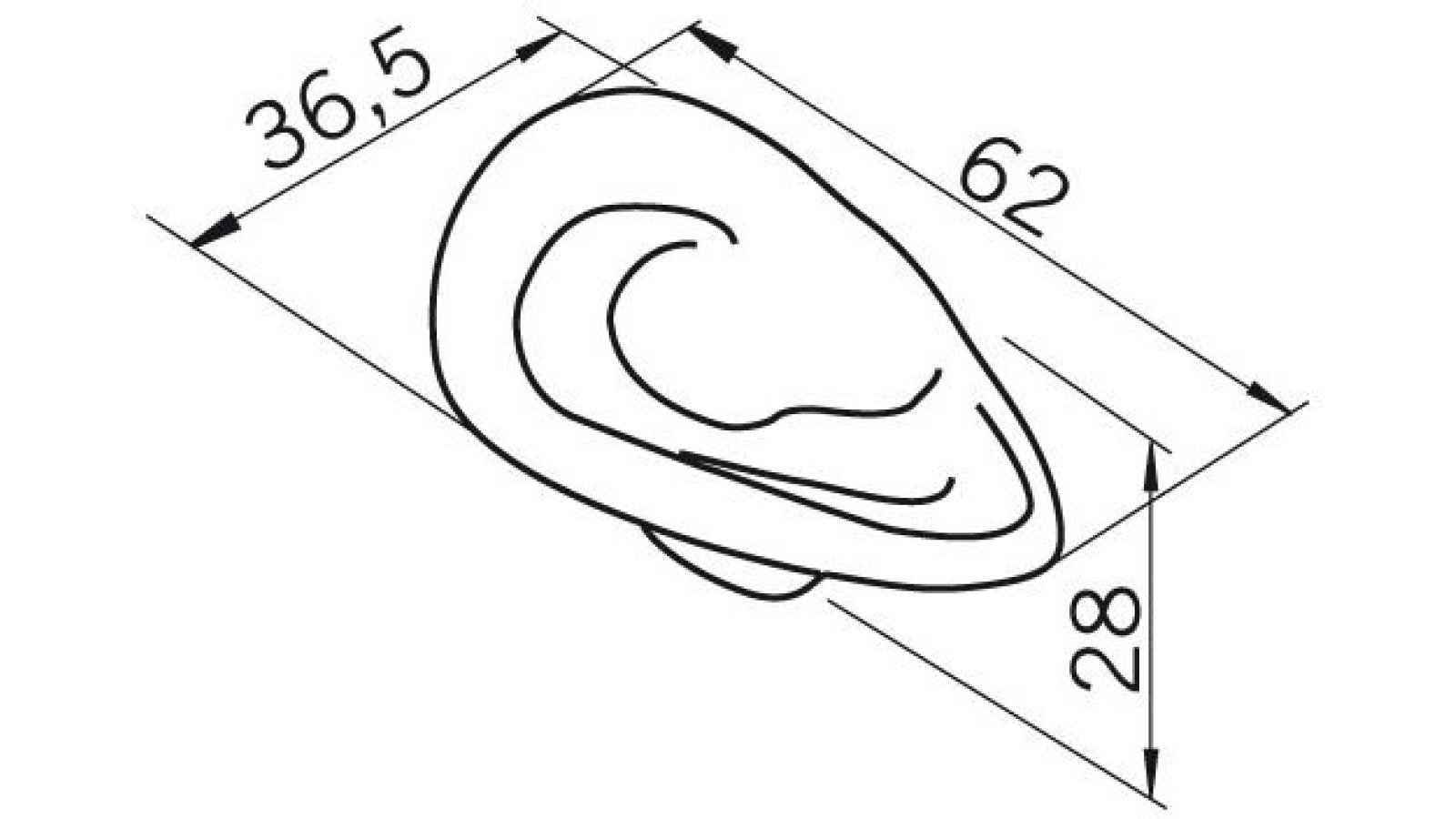 Moebelknopf-Stein-gelb-Kunststoff-Zinkdruckguss-laenge-62-604732-technische-zeichnung Knopf Stein Kunststoff zinkgelb - 62 mm lang vor weißem Hintergrund