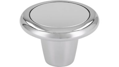Knopf Stendal Druckguss - Kunststoff chrom glänzend metallisiert chrom glänzend - 40 mm lang vor weißem Hintergrund