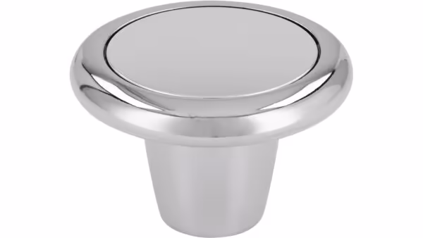 Knopf Stendal Druckguss - Kunststoff chrom glänzend metallisiert chrom glänzend - 40 mm lang  vor weißem Hintergrund