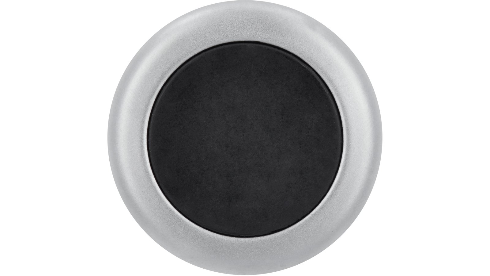 Moebelknopf-Stendal-chrom-schwarz-Kunststoff-Zinkdruckguss-laenge-34-423302-front Knopf Stendal Druckguss - Kunststoff chrom matt gummieffekt schwarz - 34 mm lang vor weißem Hintergrund