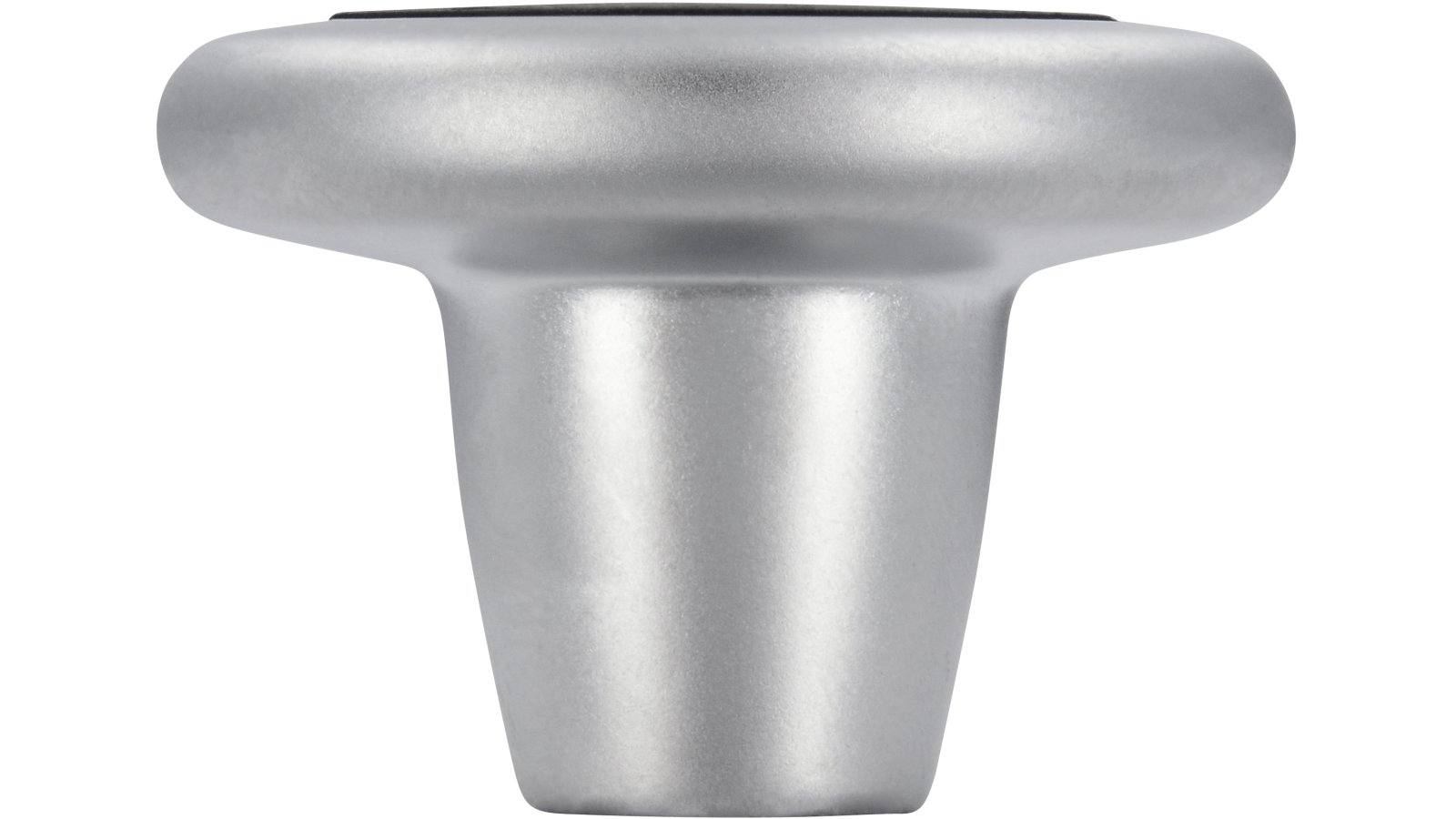 Moebelknopf-Stendal-chrom-schwarz-Kunststoff-Zinkdruckguss-laenge-34-423302-stehend Knopf Stendal Druckguss - Kunststoff chrom matt gummieffekt schwarz - 34 mm lang vor weißem Hintergrund