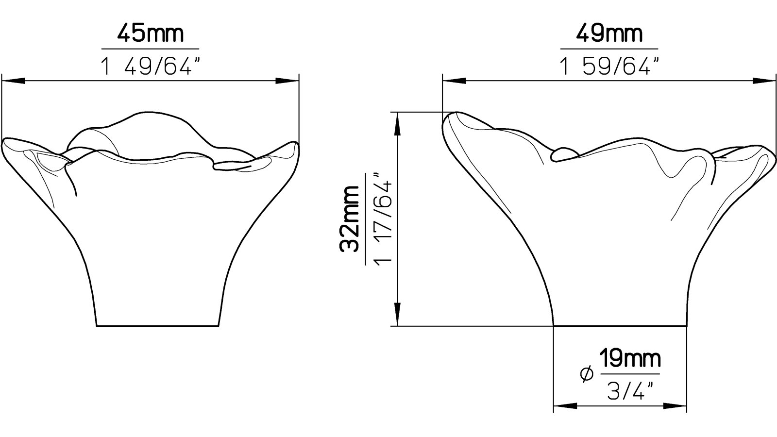 Knopf Thale Kunststoff lila - 50 mm lang  vor weißem Hintergrund