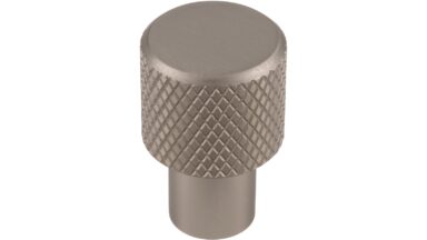 Knopf Threesixty Aluminium edelstahleffekt - 16 mm lang vor weißem Hintergrund