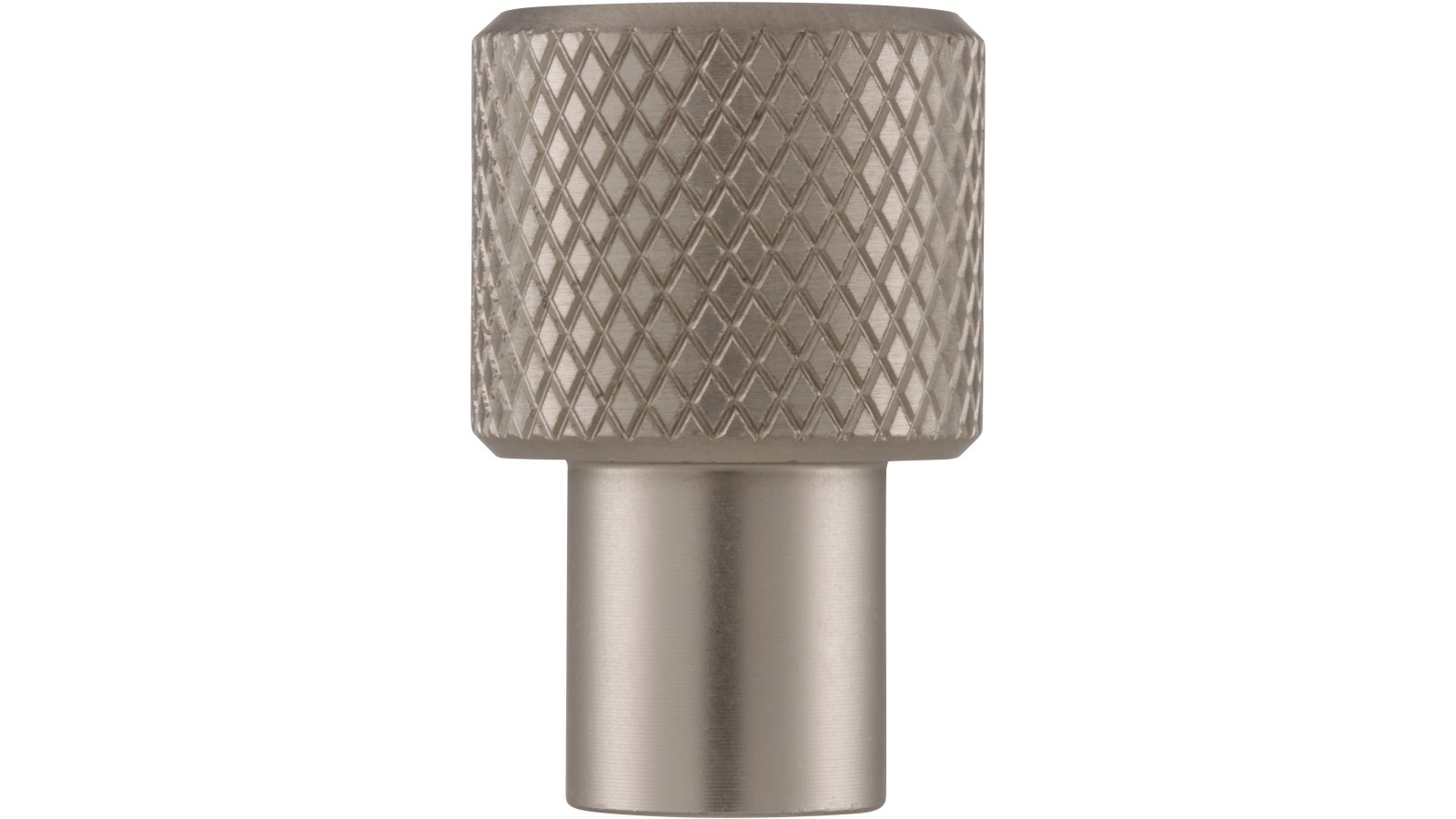 Knopf Threesixty Aluminium edelstahleffekt - 16 mm lang  vor weißem Hintergrund