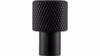 Knopf Threesixty Aluminium schwarz matt pulverbeschichtet - 16 mm lang  vor weißem Hintergrund