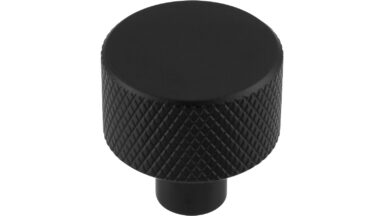 Knopf Threesixty Aluminium schwarz matt pulverbeschichtet - 24 mm lang  vor weißem Hintergrund