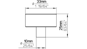 Knopf Threesixty Aluminium messing schwarz gebürstet - 33 mm lang  vor weißem Hintergrund