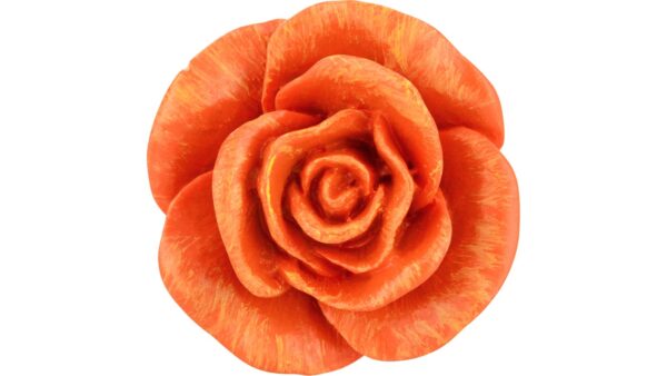 Knopf Tostedt Kunststoff orange - 49 mm lang  vor weißem Hintergrund