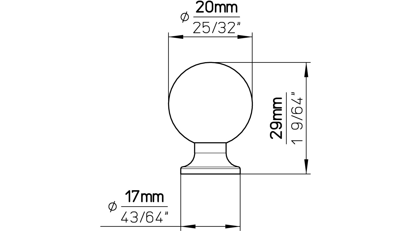 Knopf Trostberg Kunststoff weiß - 20 mm lang  vor weißem Hintergrund