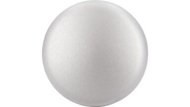 Knopf Velbert Kunststoff weißaluminium - 32 mm lang  vor weißem Hintergrund