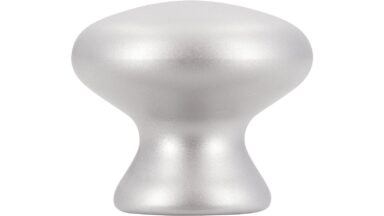 Knopf Velbert Kunststoff weißaluminium - 32 mm lang  vor weißem Hintergrund