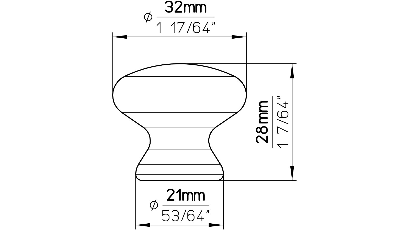 Moebelknopf-Velbert-weiss-alufarbig-Aluminium-Kunststoff-laenge-32-751272-technische-zeichnung Knopf Velbert Kunststoff weißaluminium - 32 mm lang vor weißem Hintergrund