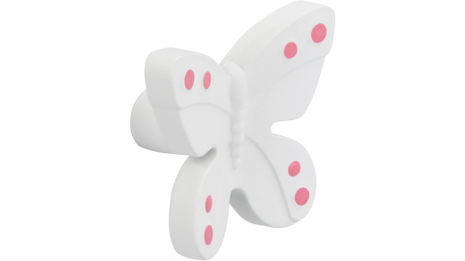 Moebelknopf-Wadersloh-weiss-pink-Kunststoff-laenge-40-661162-seitlich Knopf Wadersloh Kunststoff weiß-pink - 40 mm lang vor weißem Hintergrund