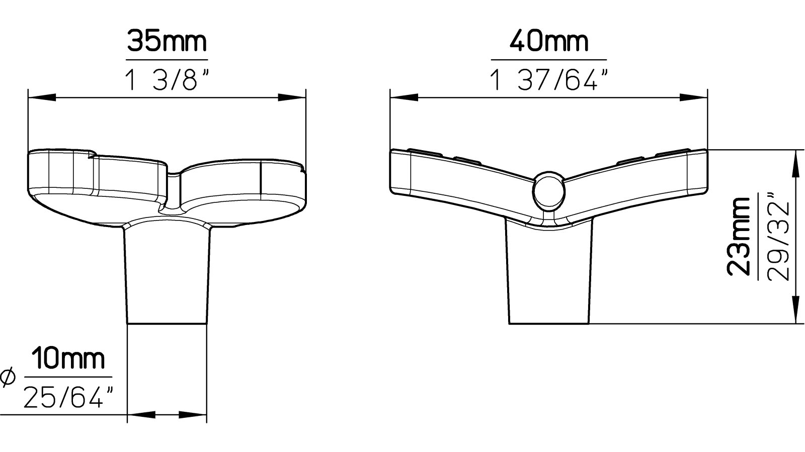 Moebelknopf-Wadersloh-weiss-pink-Kunststoff-laenge-40-661162-technische-zeichnung Knopf Wadersloh Kunststoff weiß-pink - 40 mm lang vor weißem Hintergrund