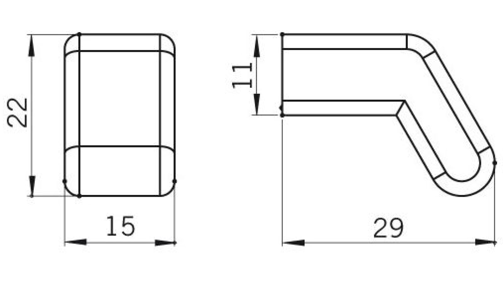 Knopf Wald-Michelbach Kunststoff metallisiert chrom - 22 mm lang  vor weißem Hintergrund