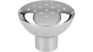 Knopf Weiden Druckguss chrom glänzend - 34 mm lang  vor weißem Hintergrund
