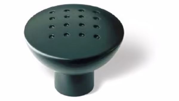 Knopf Weiden Druckguss schwarz matt pulverbeschichtet - 34 mm lang vor weißem Hintergrund