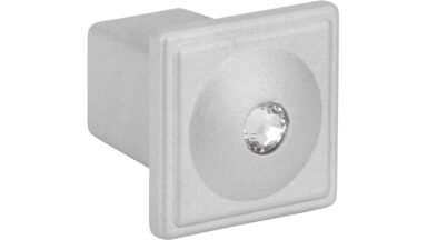 Knopf Weilerswist Druckguss alufarbig pulverbeschichtet swarovski® kristalle - 20 mm lang  vor weißem Hintergrund