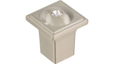 Knopf Weilerswist Druckguss vernickelt feingeschliffen swarovski® kristalle - 20 mm lang vor weißem Hintergrund