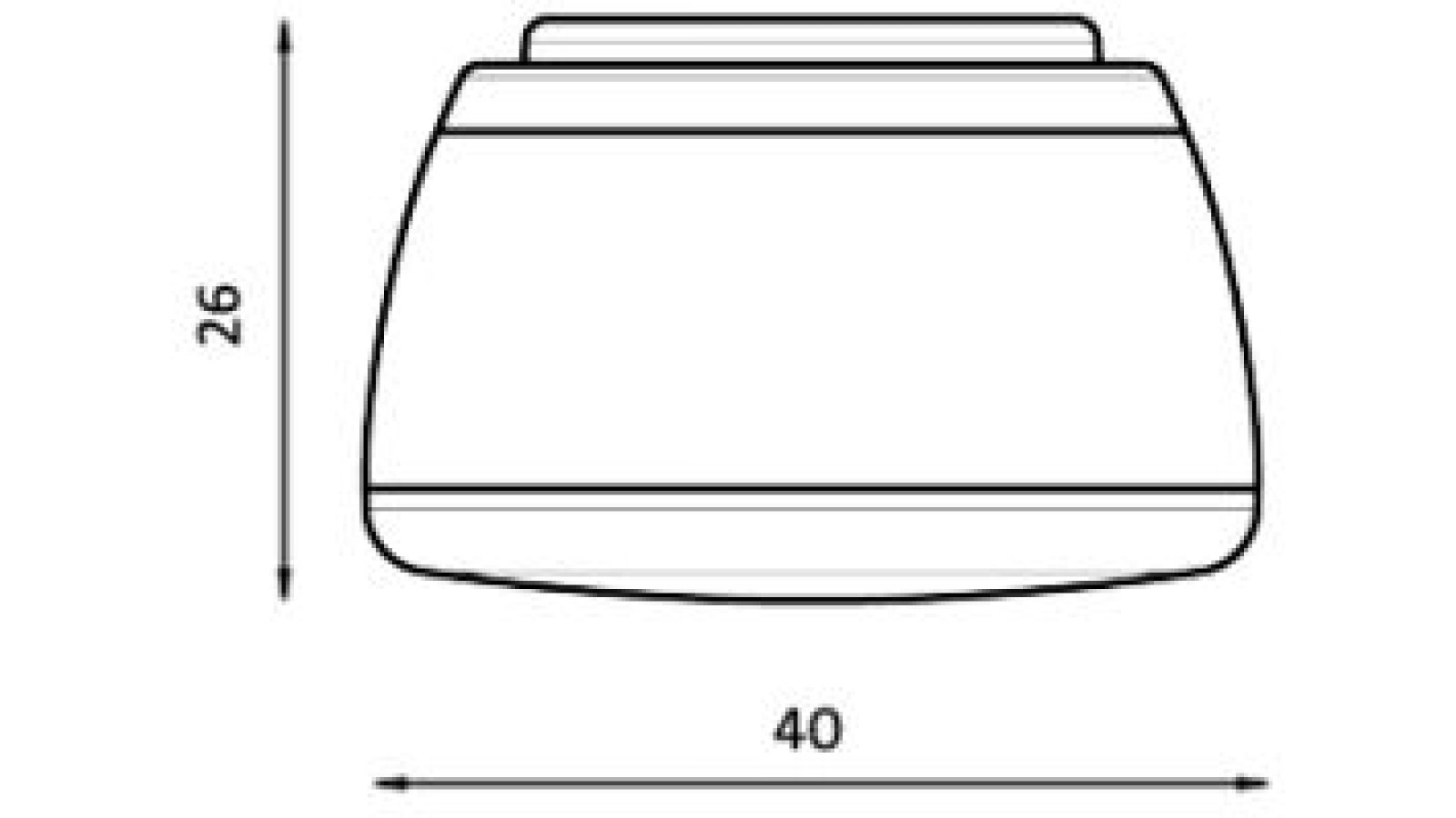 Moebelknopf-Weingarten-braun-kupfer-Kunststoff-Leder-laenge-40-45420-technische-zeichnung Knopf Weingarten Lederstruktur - braun, Kunststoff metallisiert - kupfer - 40 mm lang vor weißem Hintergrund