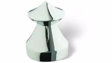 Knopf Weißenfels Messing massiv - messing poliert verchromt - 20 mm lang  vor weißem Hintergrund
