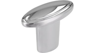 Knopf Wenden Druckguss chrom glänzend - 35 mm lang vor weißem Hintergrund