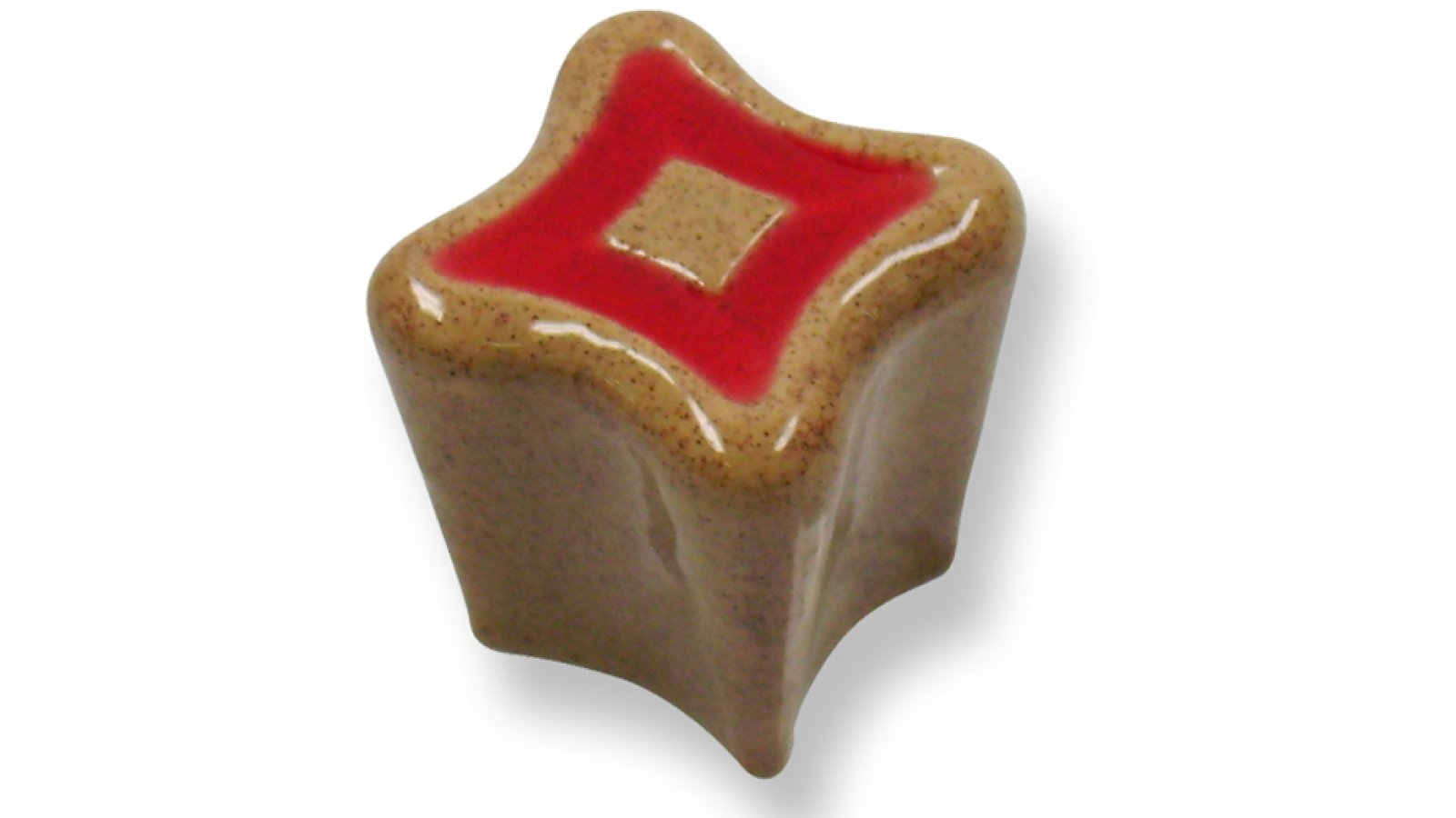 Moebelknopf-Wentorf-braun-rot-bunt-Porzellan-laenge-29-694290 Knopf Wentorf Keramik bunt braun-rot - 29 mm lang vor weißem Hintergrund