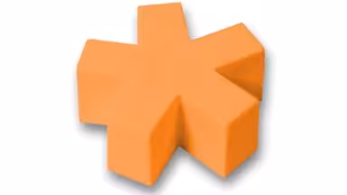 Knopf Wiefelstede Kunststoff orange - 50 mm lang vor weißem Hintergrund