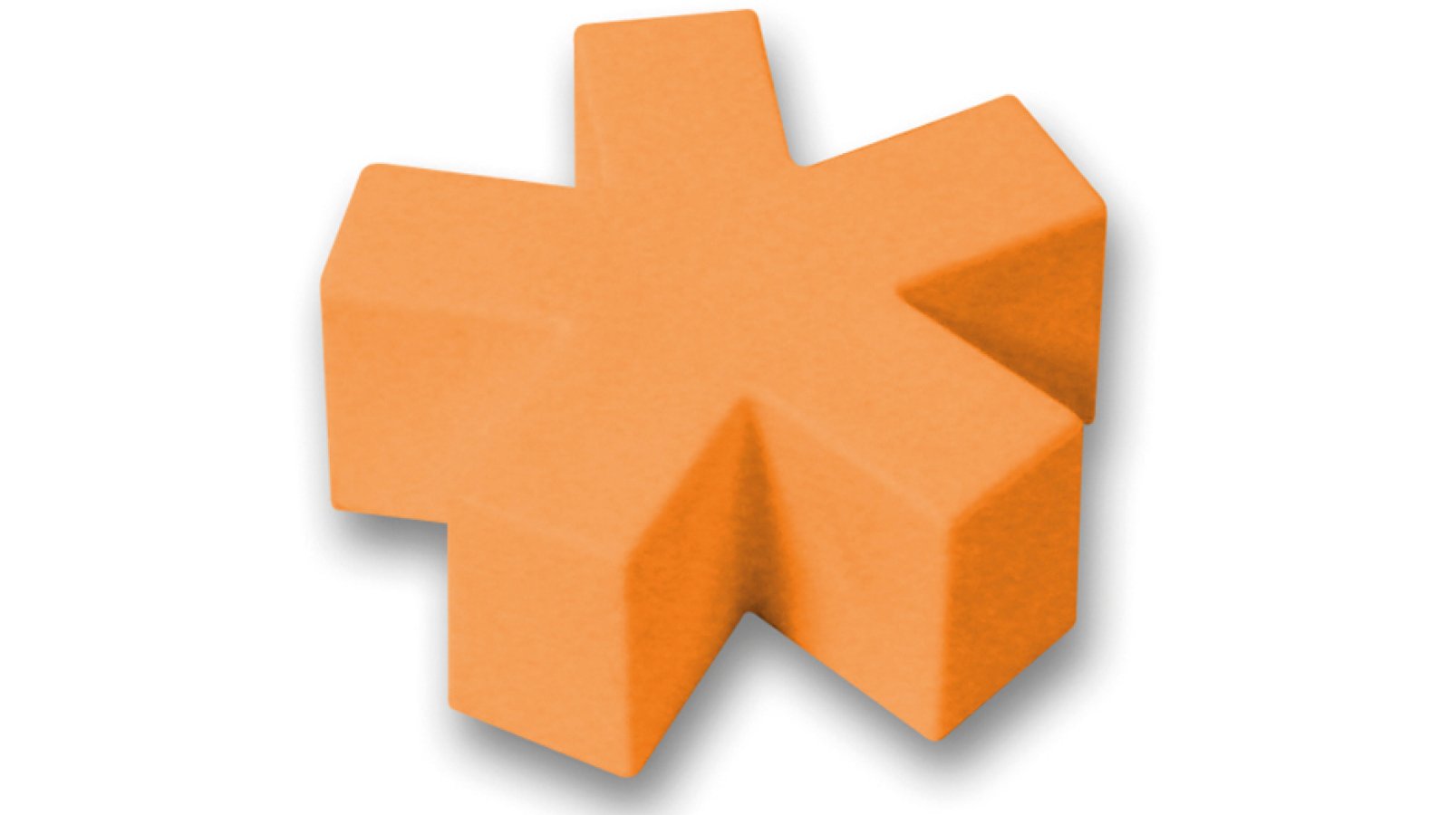 Knopf Wiefelstede Kunststoff orange - 50 mm lang  vor weißem Hintergrund