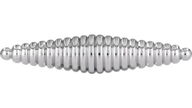 Knopf Windek Druckguss chrom glänzend - 87 mm lang  vor weißem Hintergrund