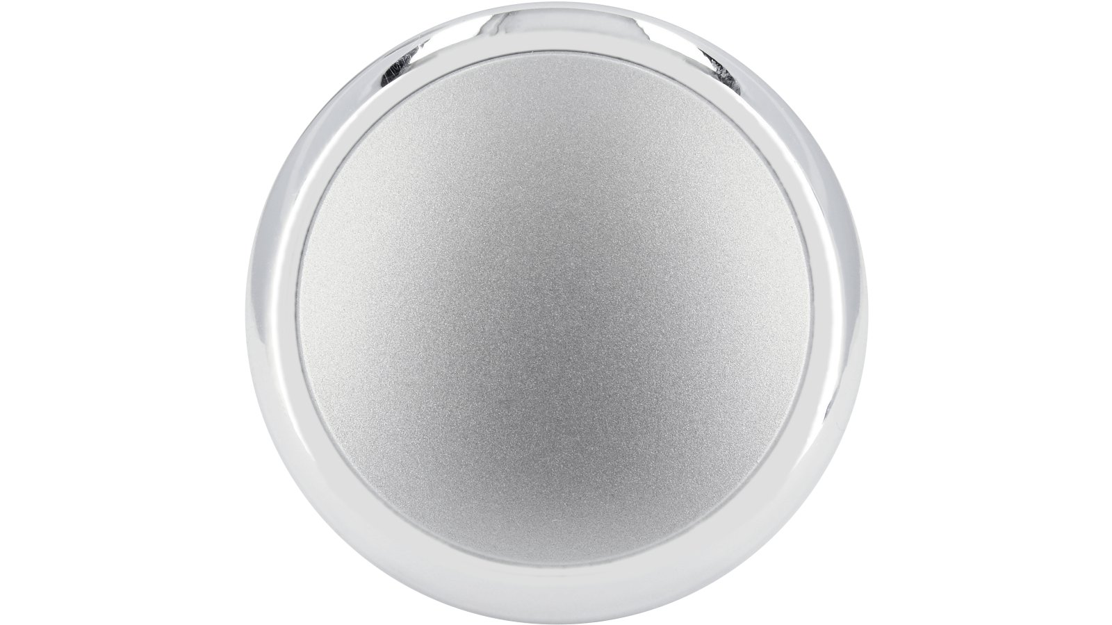 Knopf + Einlage Augsburg Kunststoff metallisiert chrom glänzend metallisiert weißaluminium - 30 mm lang  vor weißem Hintergrund