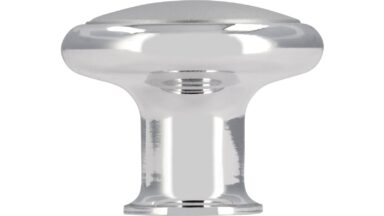 Knopf + Einlage Augsburg Kunststoff metallisiert chrom glänzend metallisiert weißaluminium - 30 mm lang  vor weißem Hintergrund