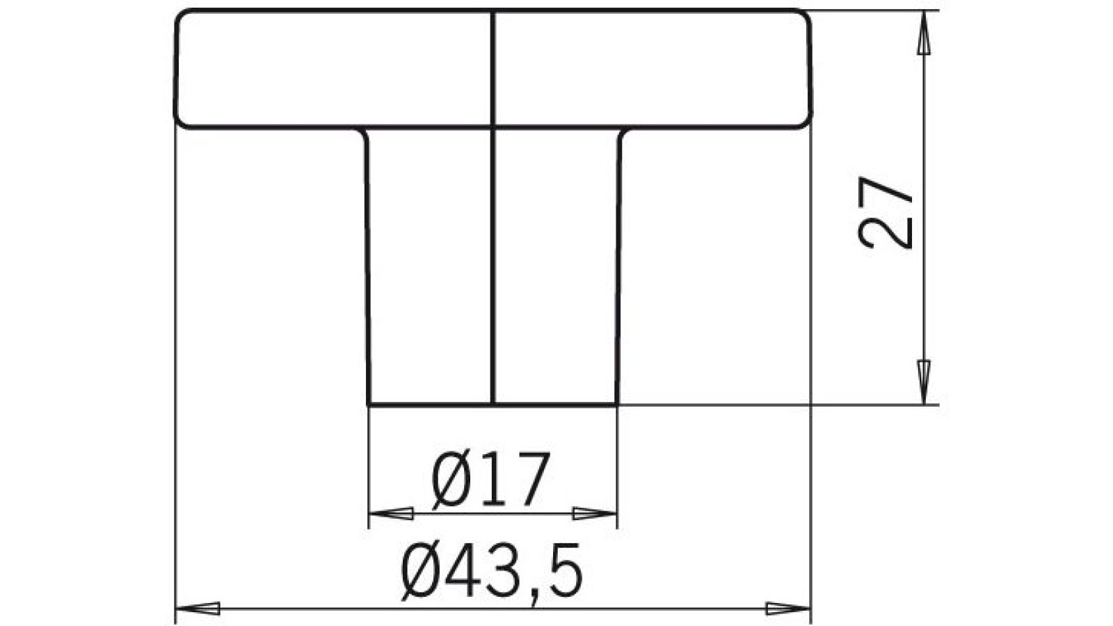 Moebelknopf-und-Einlage-Germering-chrom-schwarz-Kunststoff-laenge-43-682914-technische-zeichnung Knopf + Einlage Germering Kunststoff metallisiert chrom glänzend schwarz - 43 mm lang vor weißem Hintergrund