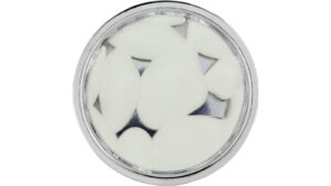 Moebelknopf-und-Einlage-Glinde-chrom-weiss-Kunststoff-Zinkdruckguss-laenge-34-727696-front Knopf + Einlage Glinde Druckguss - Kunststoff chrom glänzend weiß - 34 mm lang vor weißem Hintergrund