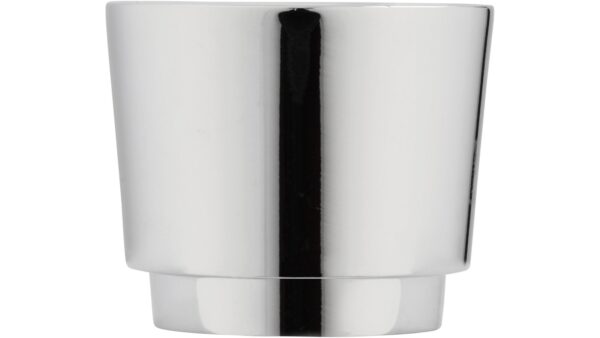 Knopf + Einlage Glinde Druckguss - Kunststoff chrom glänzend weiß - 34 mm lang  vor weißem Hintergrund