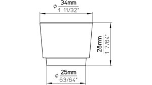 Moebelknopf-und-Einlage-Glinde-chrom-weiss-Kunststoff-Zinkdruckguss-laenge-34-727696-technische-zeichnung Knopf + Einlage Glinde Druckguss - Kunststoff chrom glänzend weiß - 34 mm lang vor weißem Hintergrund