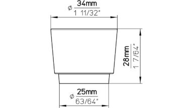 Knopf + Einlage Glinde Druckguss - Kunststoff chrom glänzend weiß - 34 mm lang  vor weißem Hintergrund