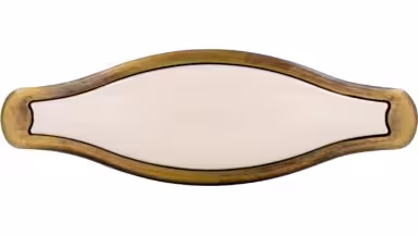 Knopf + Einlage Munster Druckguss - Kunststoff altmessing brüniert gebürstet beige - 67 mm lang  vor weißem Hintergrund