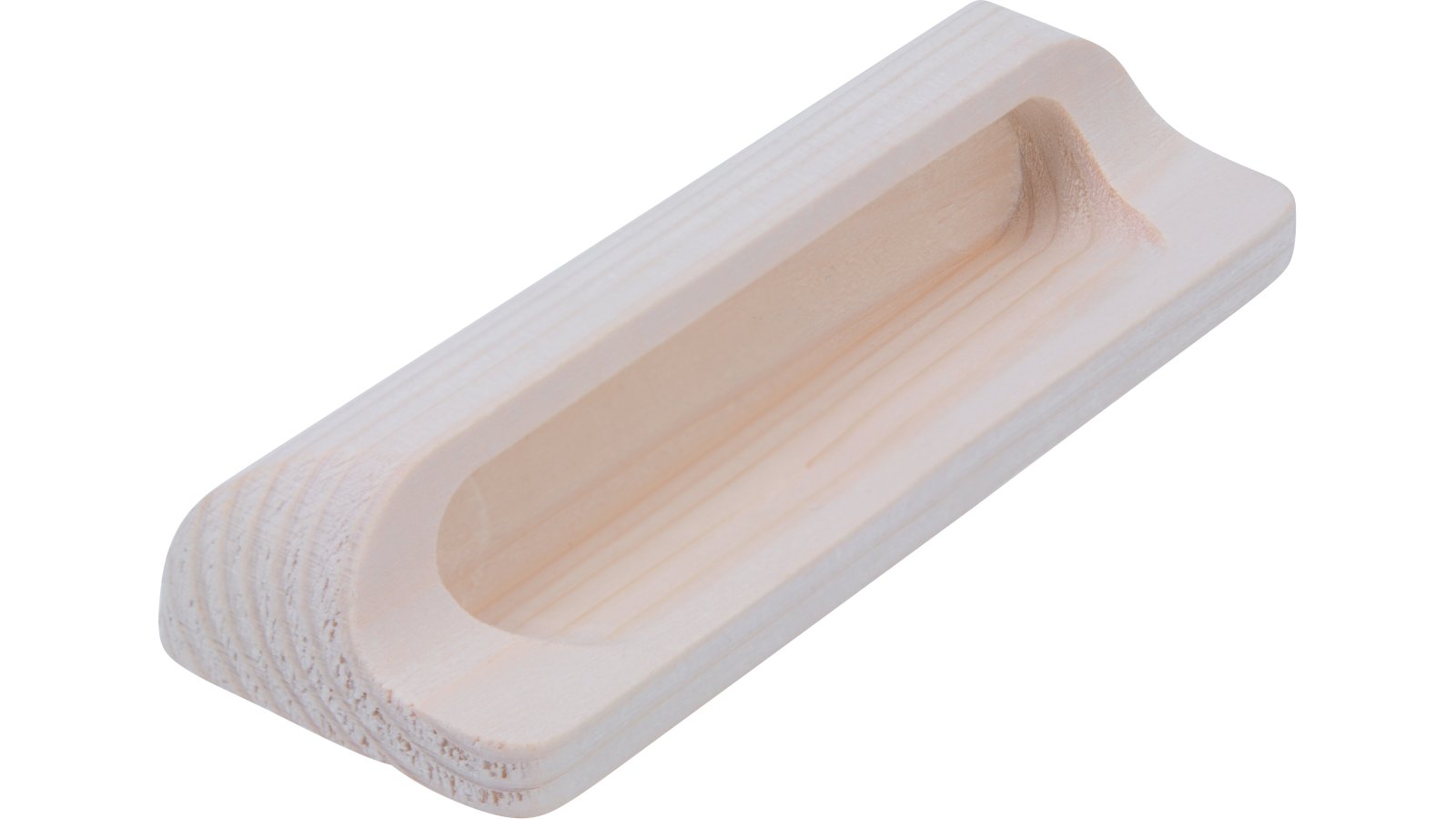 Muschel Aldenhoven Holz fichte roh - 110 mm lang  vor weißem Hintergrund