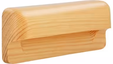 Muschel Aldenhoven Holz kiefer natur lackiert - 110 mm lang vor weißem Hintergrund