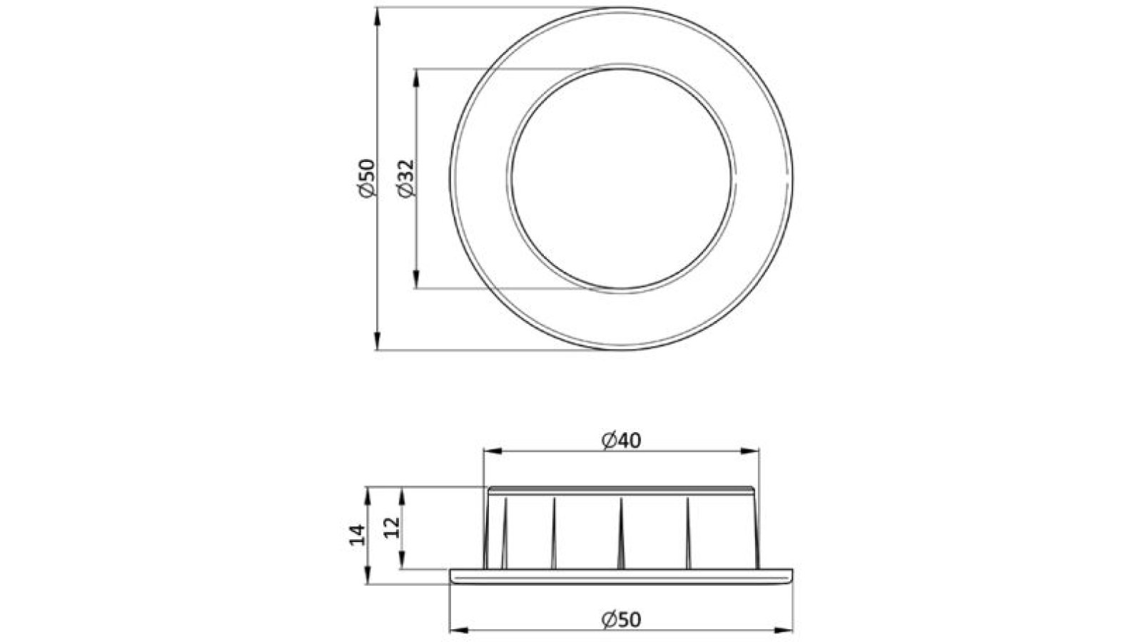 Muschel Aulendorf Kunststoff - grau-silber - 50 mm lang  vor weißem Hintergrund