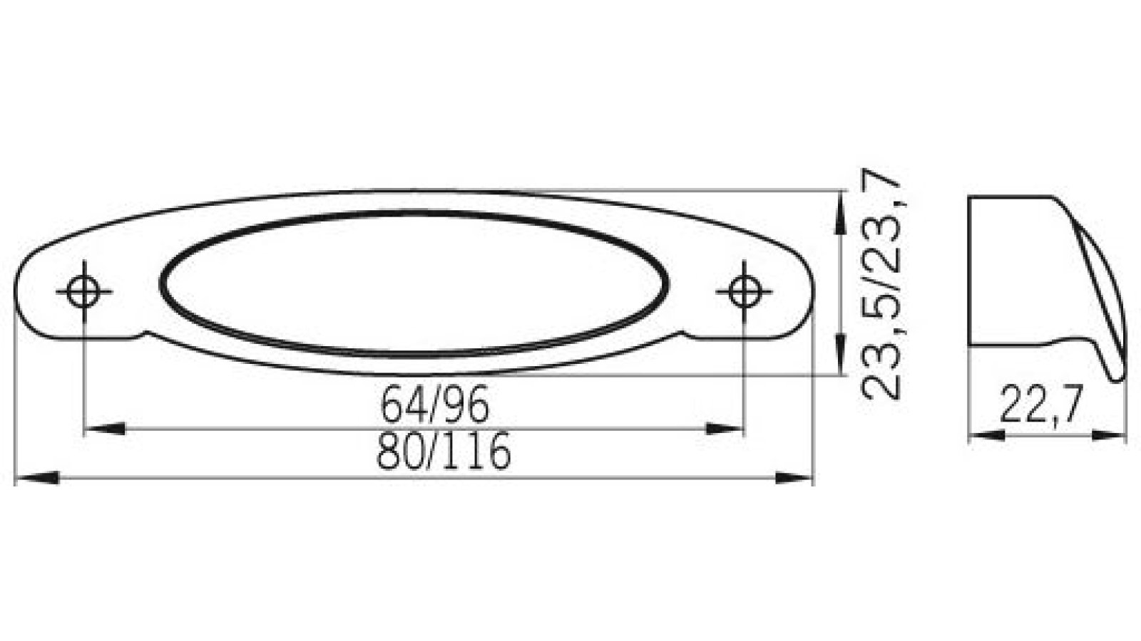 Muschel Burghausen Druckguss alufarbig pulverbeschichtet - 116 mm lang  vor weißem Hintergrund