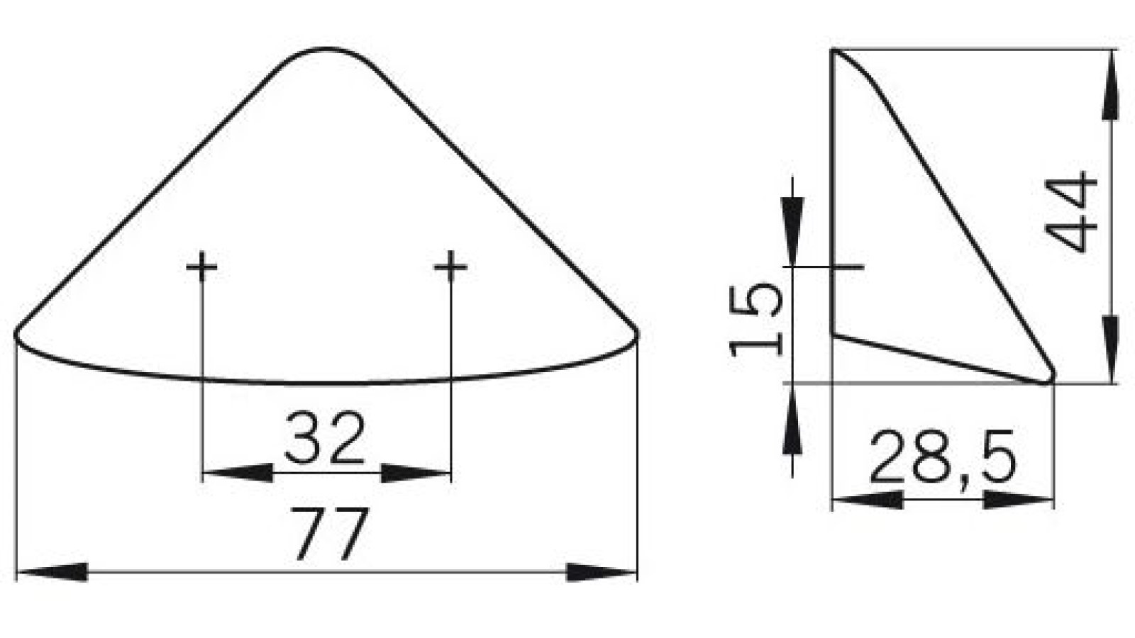 Muschel Garbsen Kunststoff metallisiert weißaluminium - 77 mm lang  vor weißem Hintergrund