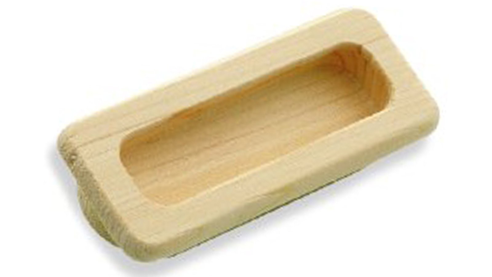 Muschel Kall Holz fichte roh - 85 mm lang  vor weißem Hintergrund