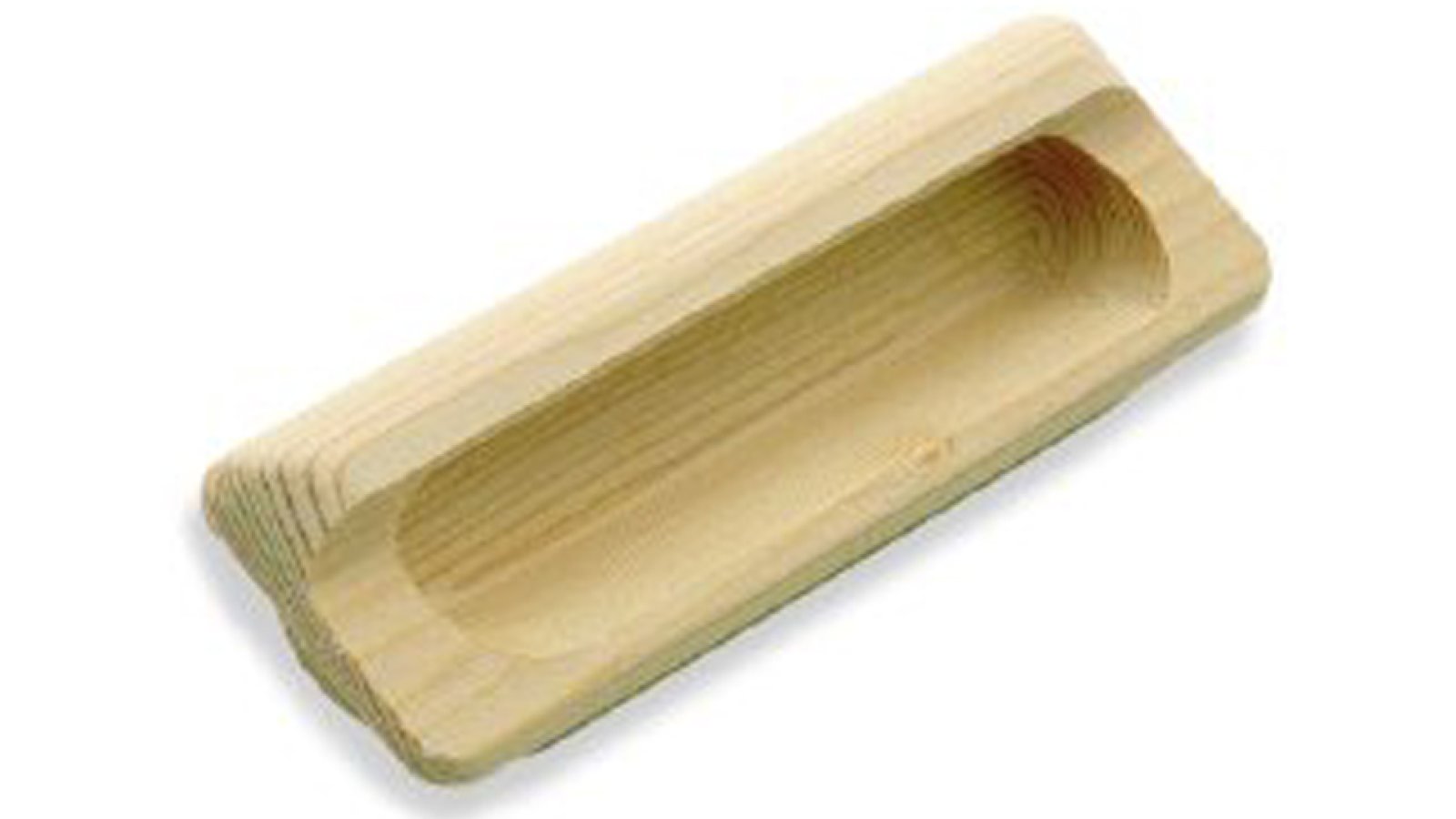 Muschel Zwönitz Holz fichte roh - 111 mm lang  vor weißem Hintergrund