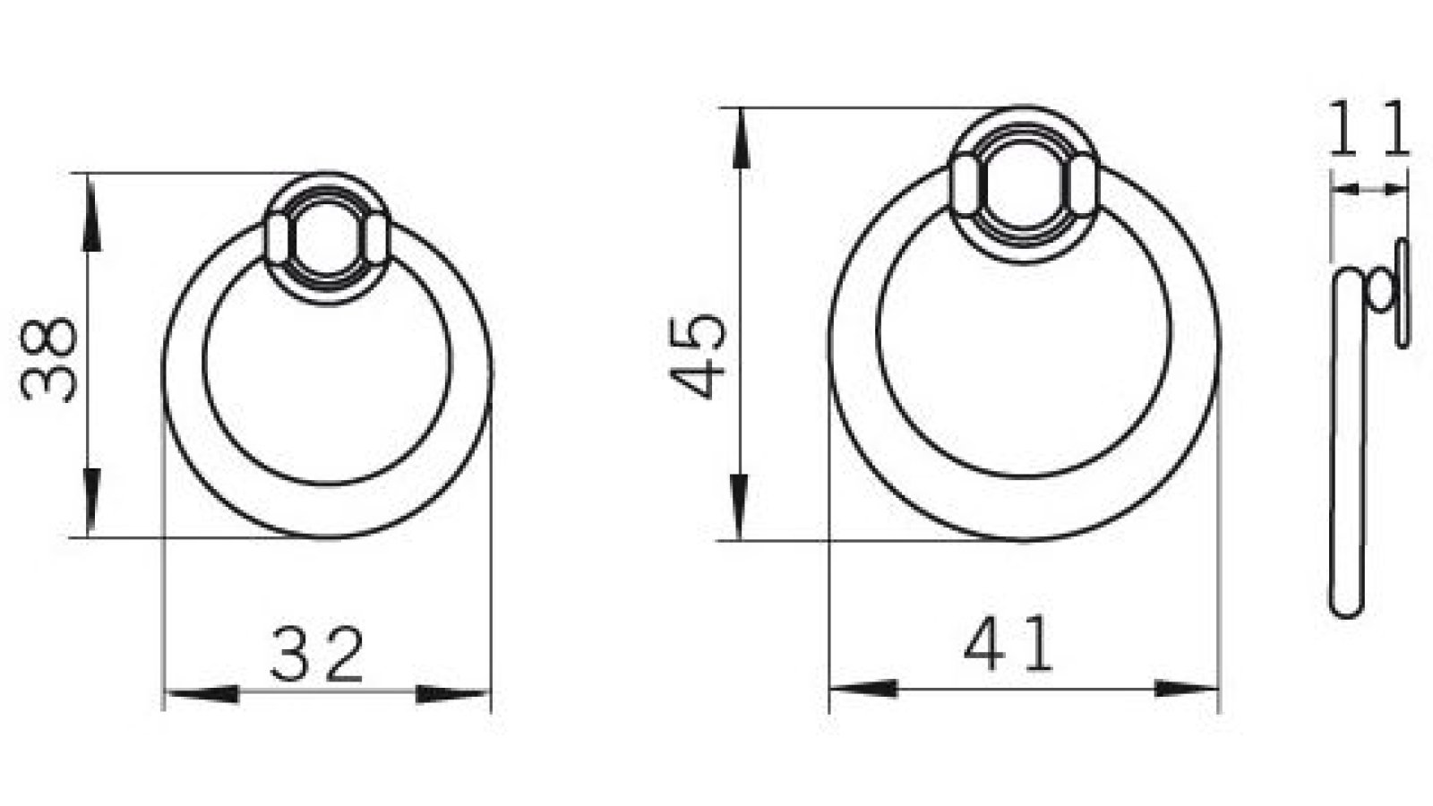 Ringgriff Brühl Messing grünspan - 38 mm lang  vor weißem Hintergrund