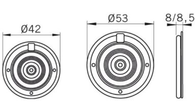 Ringgriff Eisenach Messing grünspan - 53 mm lang  vor weißem Hintergrund