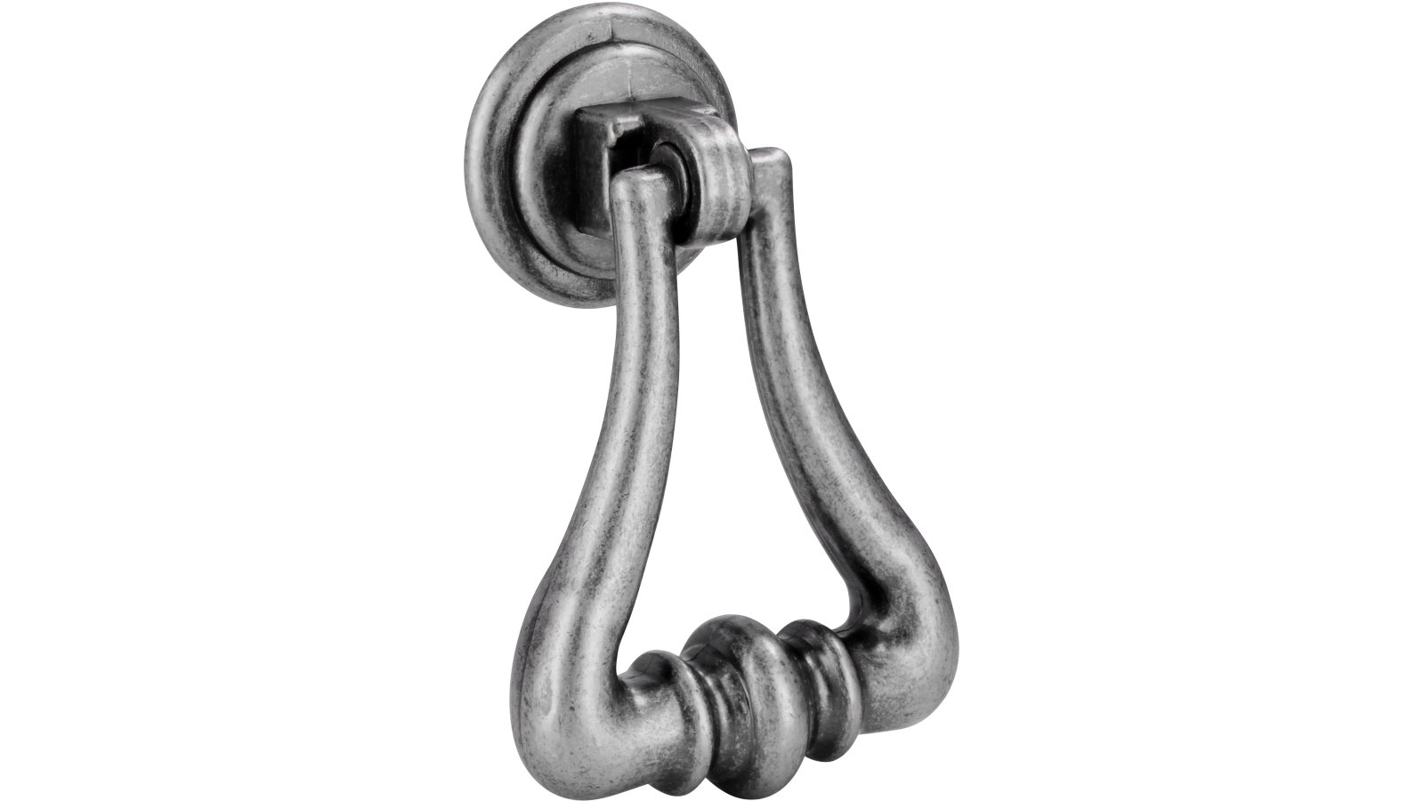 Ringgriff Schifferstadt Druckguss zinnfarbig 2 stück - 55 mm lang  vor weißem Hintergrund